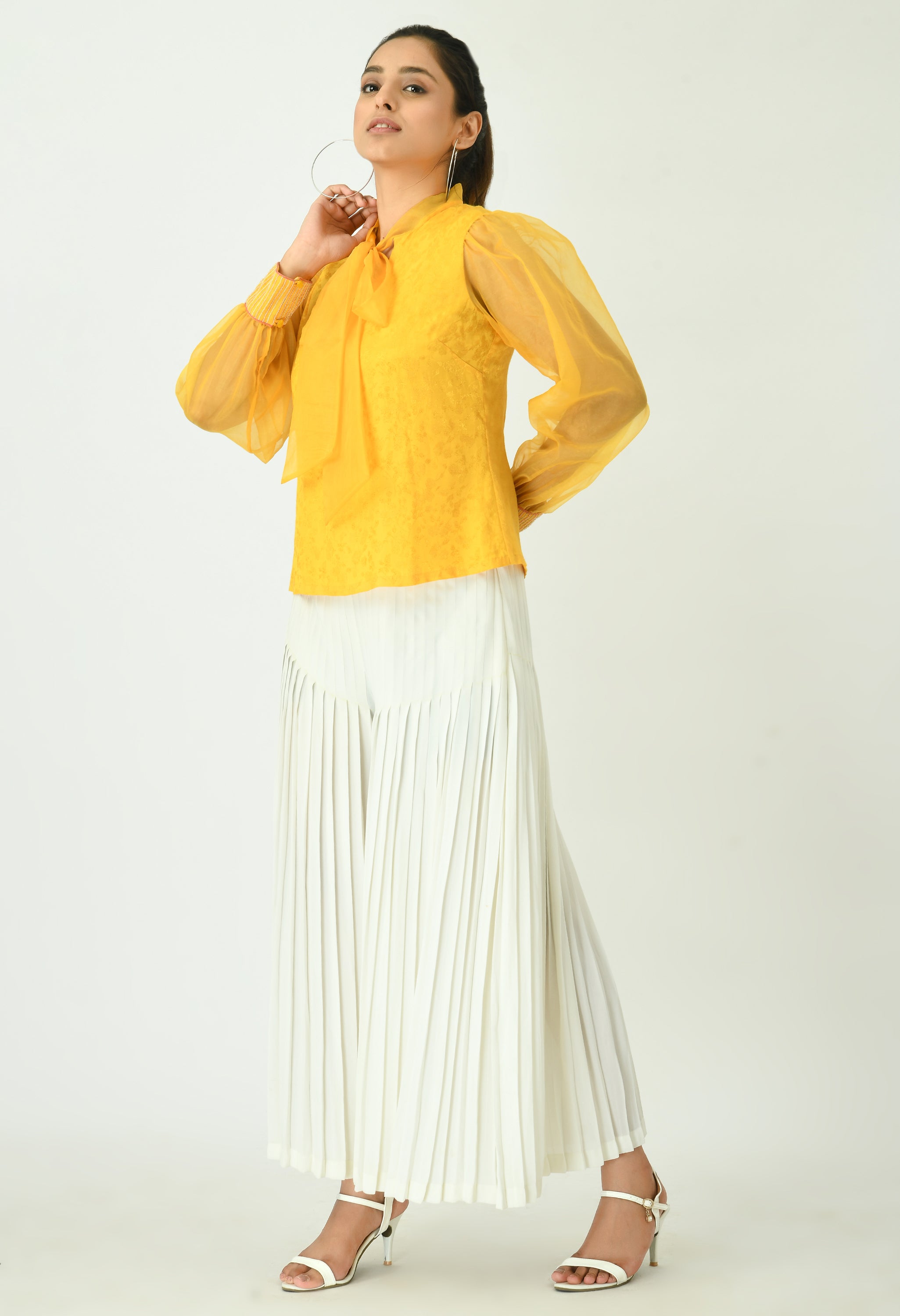 Sunshine Yellow Jacquard Top | Sunshine Yellow Top for women